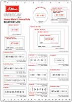 size chart for Shiny heavy duty and heavy metal stamps
